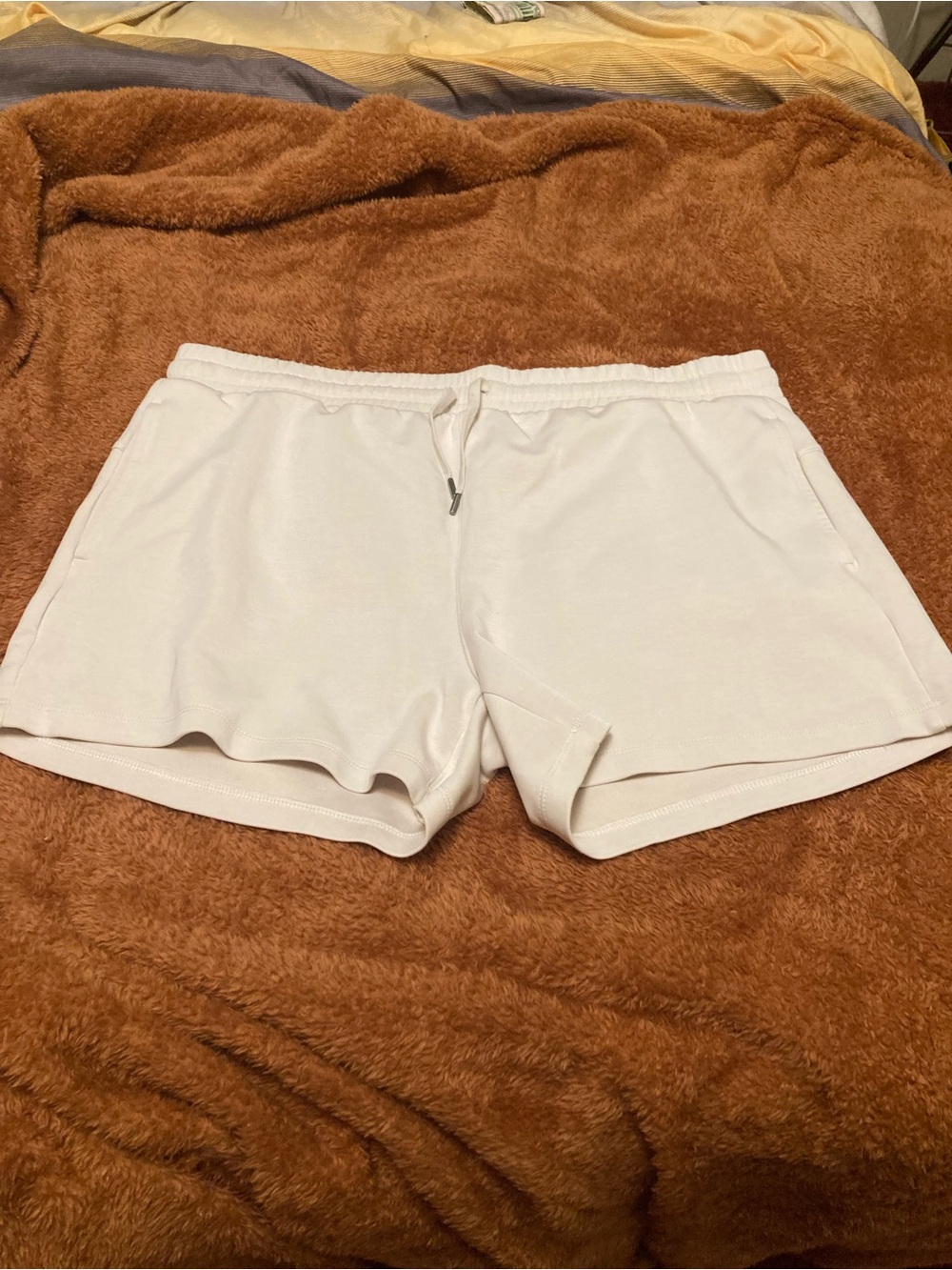 Women's Cream Knit Drawstring Lounge Shorts